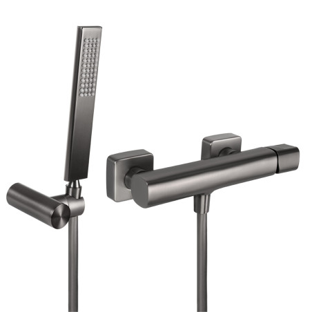 Bateria Natryskowa Ścienna Z Zestawem Natryskowym Grafitowa Tores