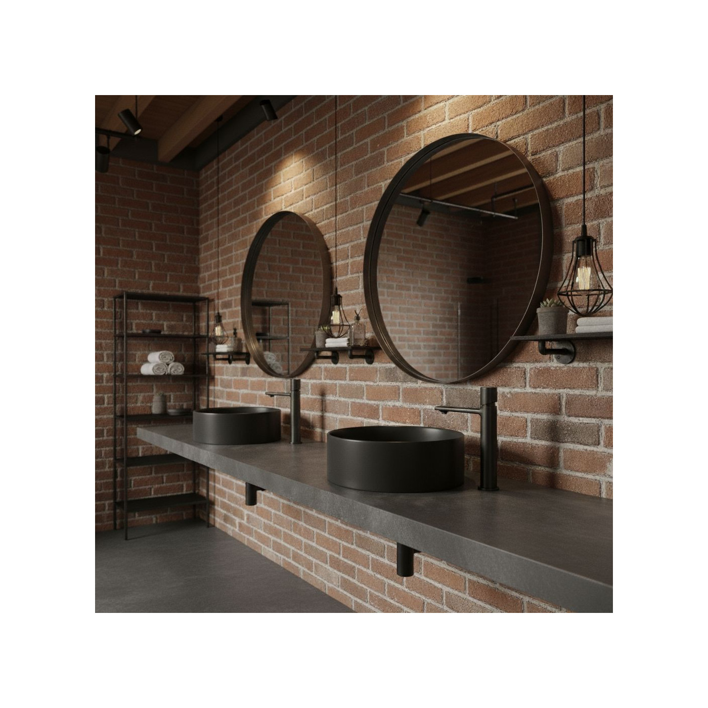 Bateria Umywalkowa Stojąca Nablatowa Z Korkiem Grafitowa Tores