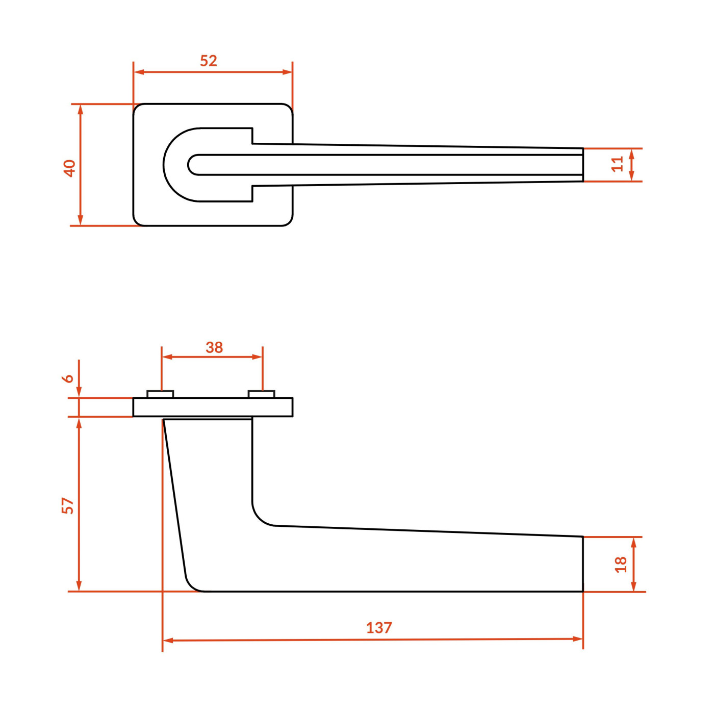 Klamka do Drzwi Wewnętrznych Złota Recta