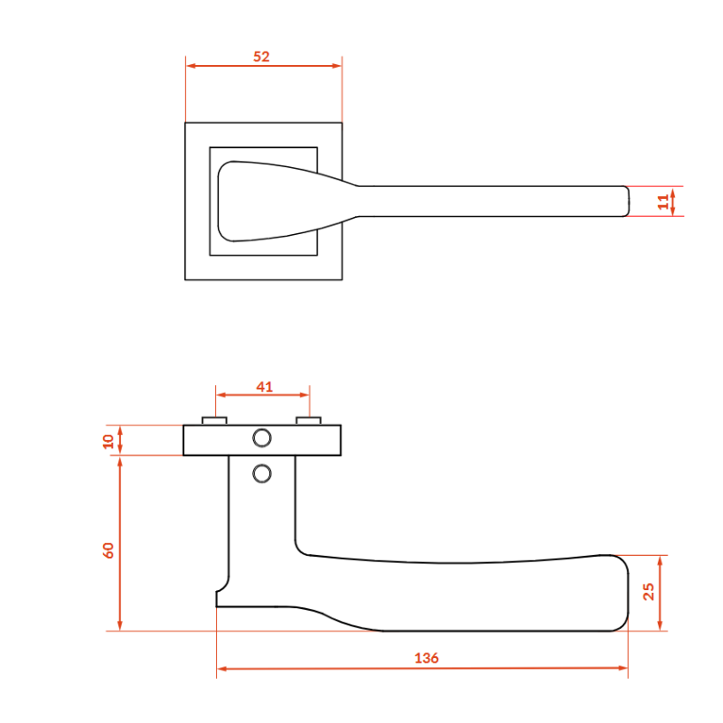 Klamka do Drzwi Kuchinox LUSIOS Kwadratowa Czarna Matowa