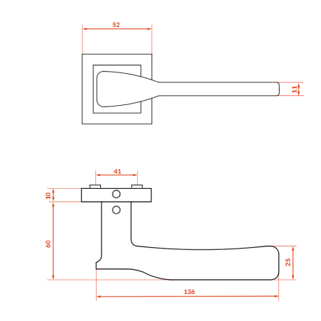 Klamka do Drzwi Kuchinox LUSIOS Kwadratowa Czarna Matowa