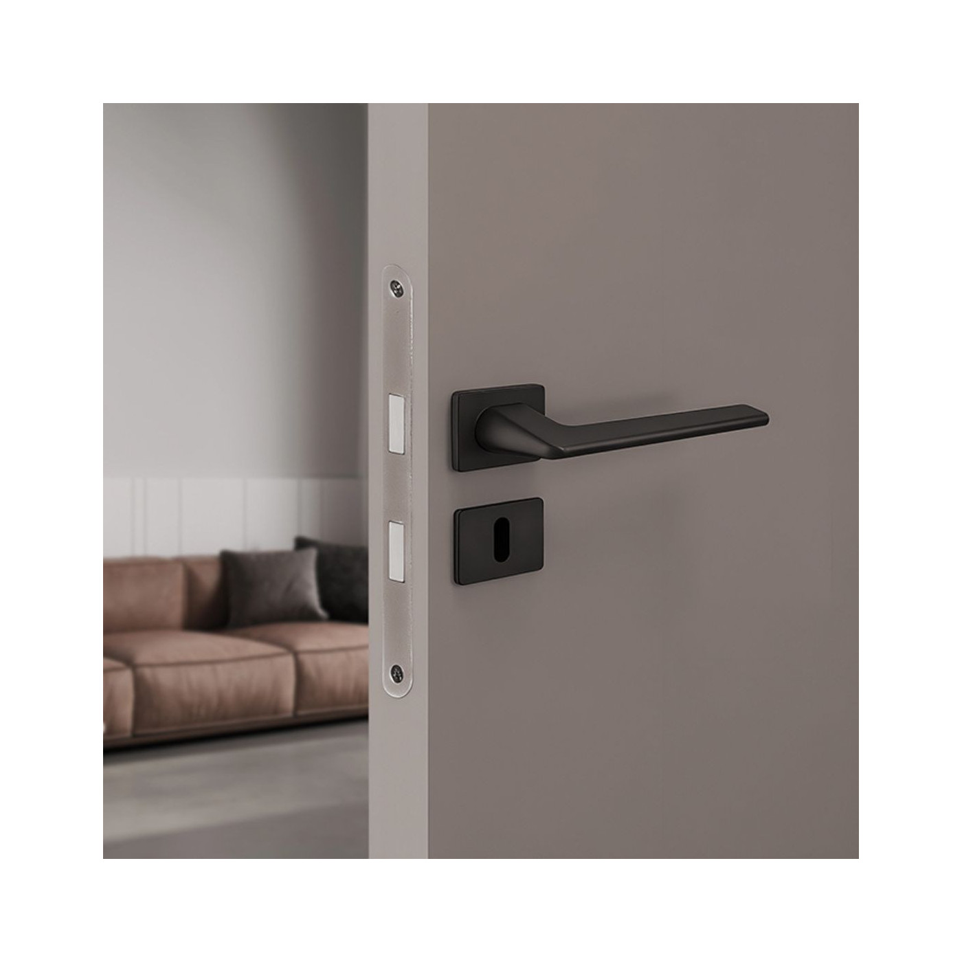 Klamka do Drzwi Wewnętrznych Czarna Mat Recta Klamka do Drzwi Wewnętrznych Czarna Mat Recta