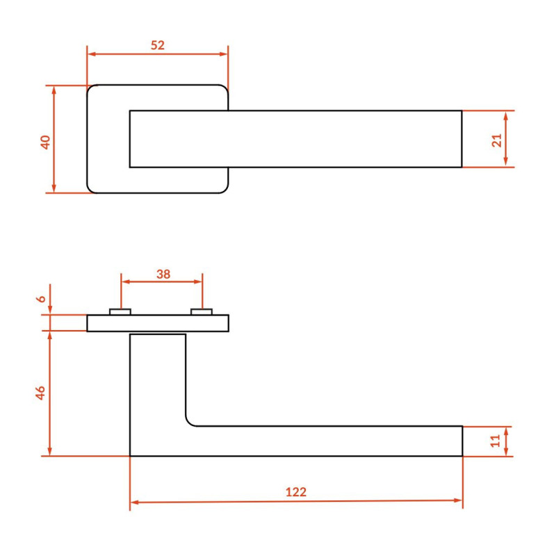 Klamka Do Drzwi Wewnętrznych KVADRATO II Grafit Klamka Do Drzwi Wewnętrznych KVADRATO II Grafit