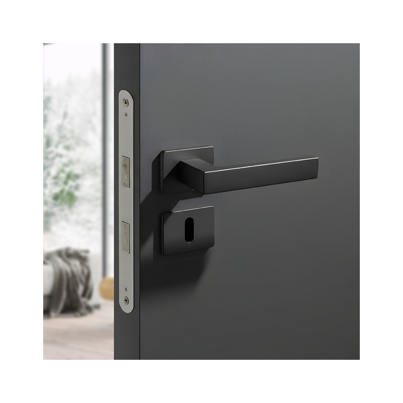 Klamka Do Drzwi Wewnętrznych KVADRATO II Czarna Klamka Do Drzwi Wewnętrznych KVADRATO II Czarna