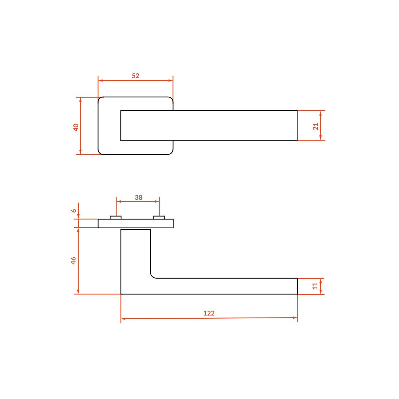 Klamka Do Drzwi Wewnętrznych KVADRATO II Złota Klamka Do Drzwi Wewnętrznych KVADRATO II Złota