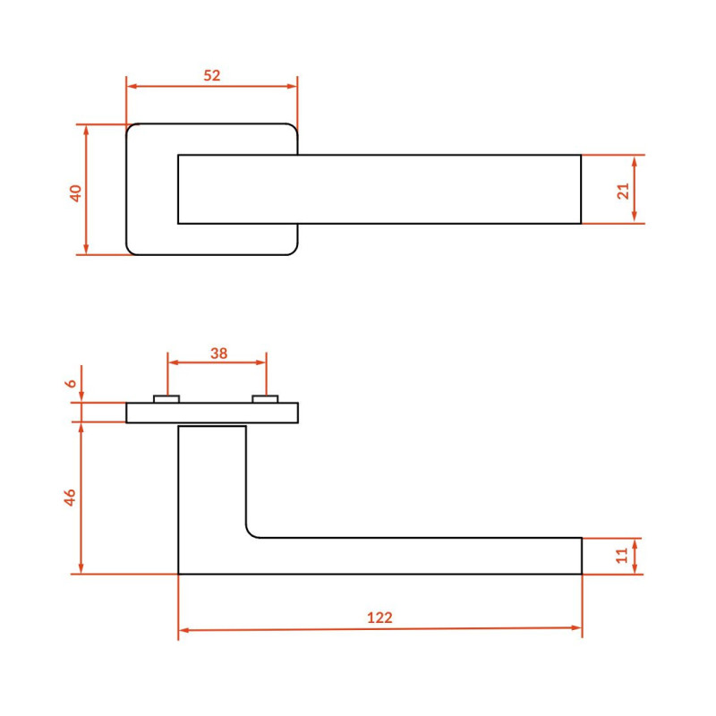 Klamka Do Drzwi Wewnętrznych KVADRATO II Złota Klamka Do Drzwi Wewnętrznych KVADRATO II Złota