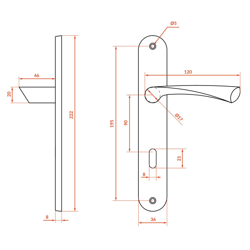 Klamka Do Drzwi Wewnętrznych Na klucz Satyna NOA Klamka Do Drzwi Wewnętrznych Na klucz Satyna NOA