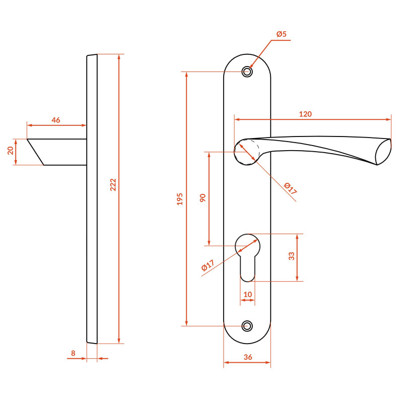 Klamka Do Drzwi Wewnętrznych Na wkładkę Satyna NOA Klamka Do Drzwi Wewnętrznych Na wkładkę Satyna NOA
