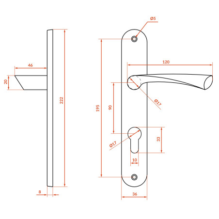 Klamka Do Drzwi Wewnętrznych Na wkładkę Satyna NOA