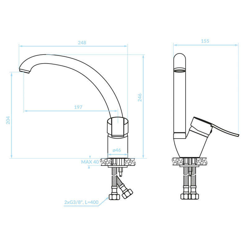 Bateria Zlewozmywakowa Madera z Wylewką F Bateria Zlewozmywakowa Madera z Wylewką F