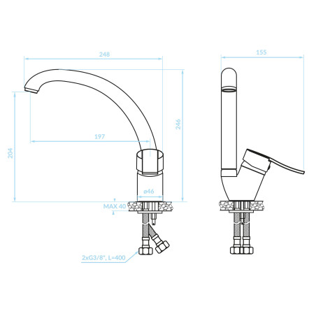 Bateria Zlewozmywakowa Madera z Wylewką F