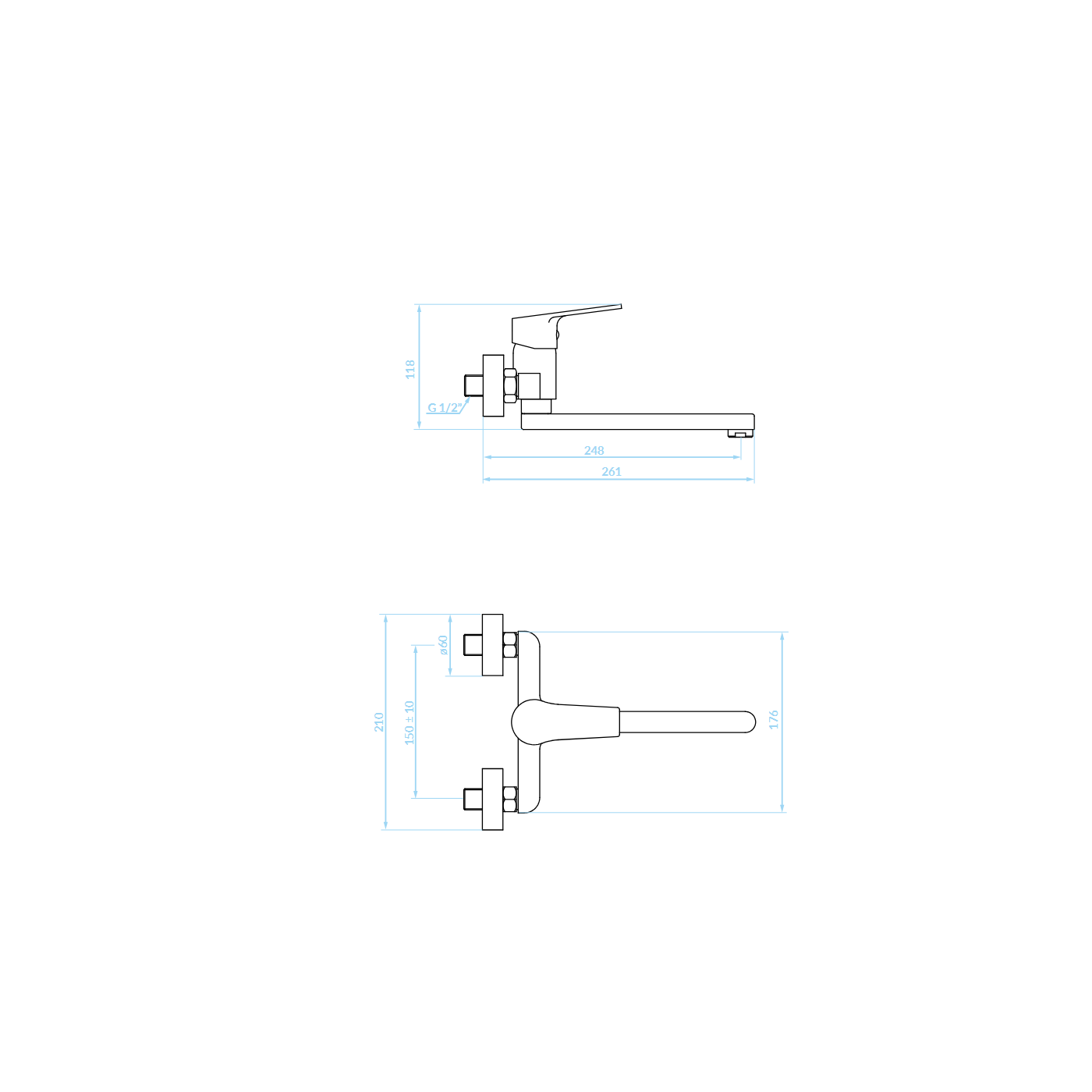 Bateria Zlewozmywakowa Ścienna Borgo Chrom Bateria Zlewozmywakowa Ścienna Borgo Chrom