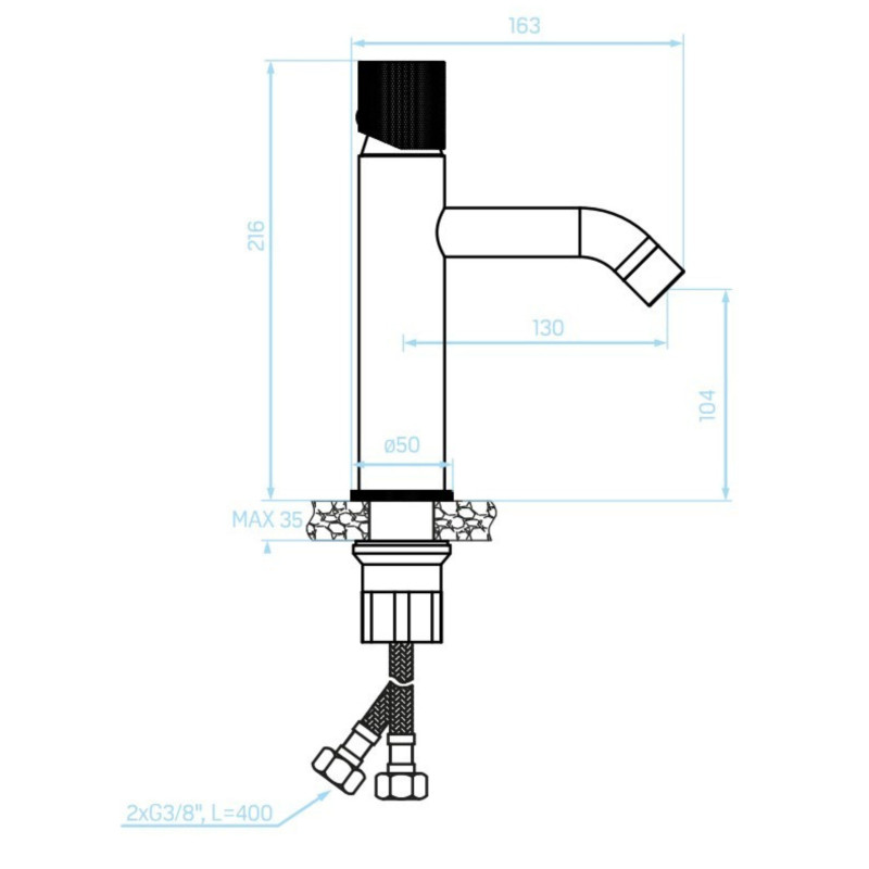 Bateria Umywalkowa Stojąca z Korkiem Chrom Peros Kuchinox Bateria Umywalkowa Stojąca z Korkiem Chrom Peros Kuchinox