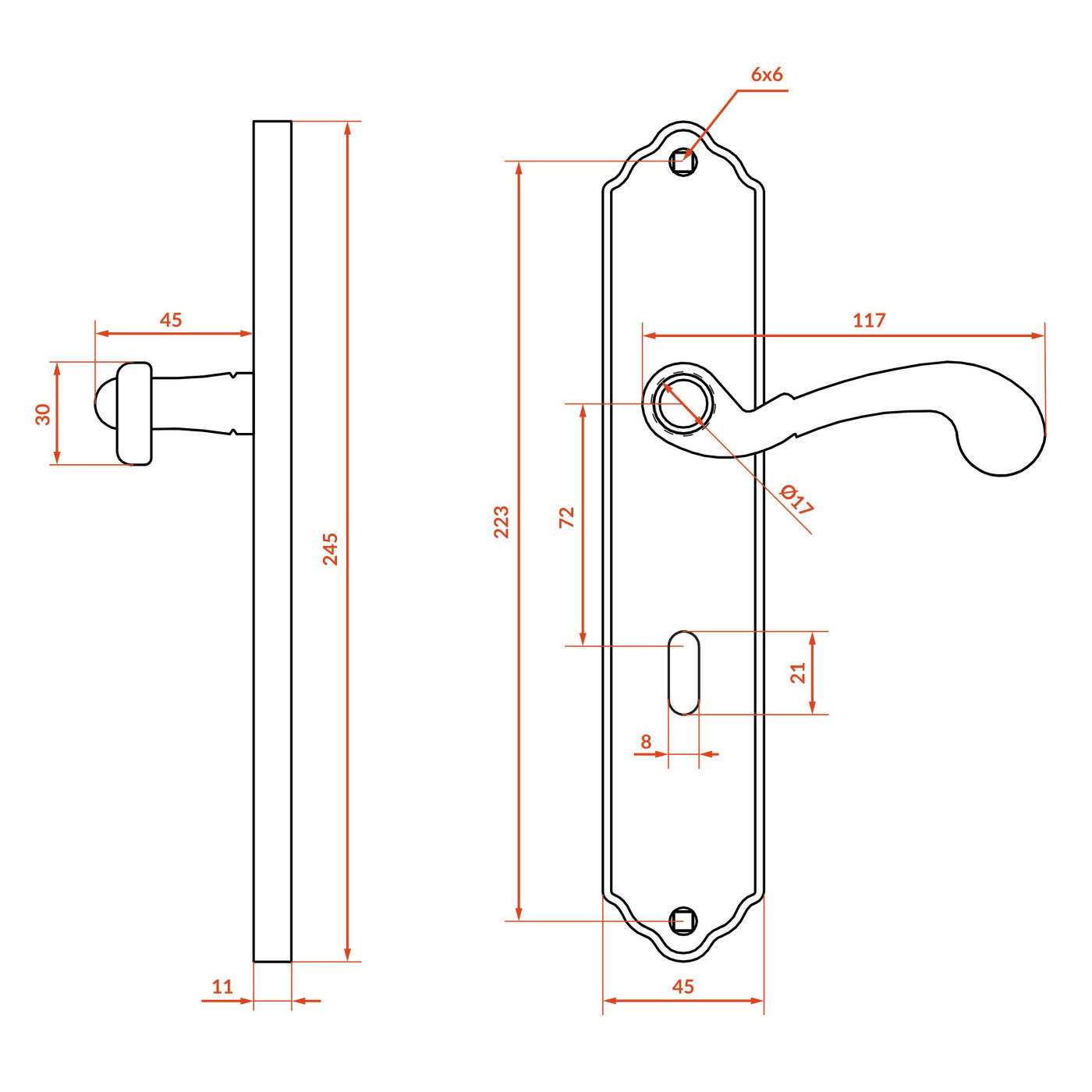 Klamka do Drzwi Wewnętrznych Na Długim Szyldzie Na Klucz Retro Klamka do Drzwi Wewnętrznych Na Długim Szyldzie Na Klucz Retro