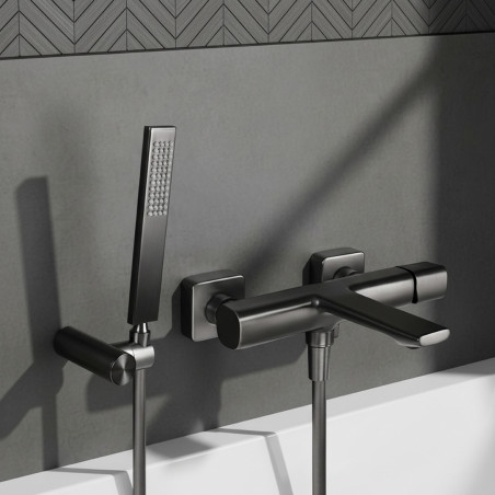 Bateria Wannowa Ścienna Z Zestawem Natryskowym Grafitowa Tores