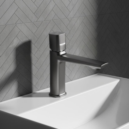 Bateria Umywalkowa Stojąca Nablatowa Z Korkiem Grafitowa Tores Bateria Umywalkowa Stojąca Nablatowa Z Korkiem Grafitowa Tores