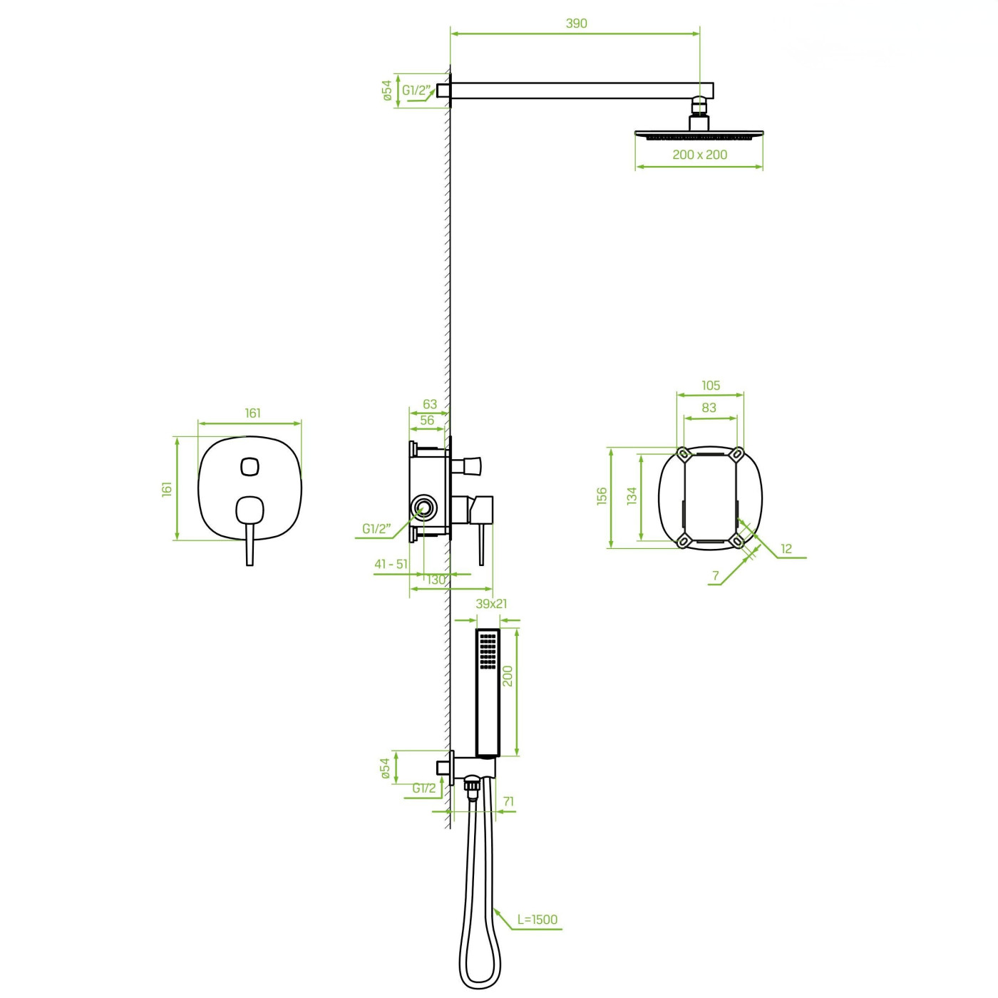 Bateria Natryskowa Podtynkowa z Zestawem Pola Bateria Natryskowa Podtynkowa z Zestawem Pola