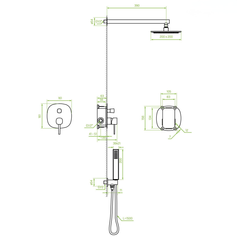 Bateria Natryskowa Podtynkowa z Zestawem Pola Bateria Natryskowa Podtynkowa z Zestawem Pola