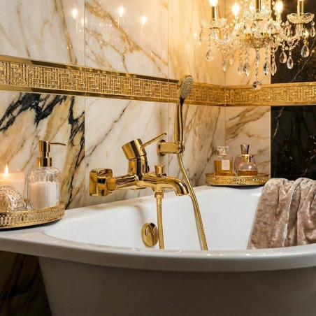 Bateria Wannowa Ścienna Pola Złoto Szczotkowane