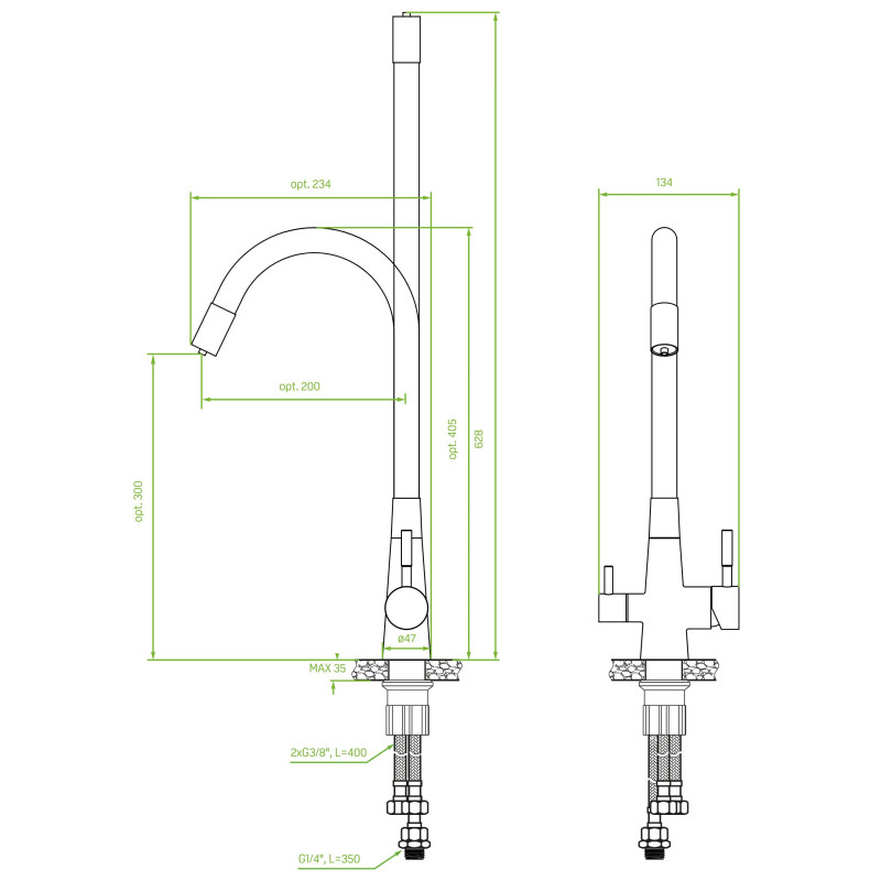 Bateria Filtrująca Wodę z Elastyczną Wylewką do Filtra Wody RIVECO
