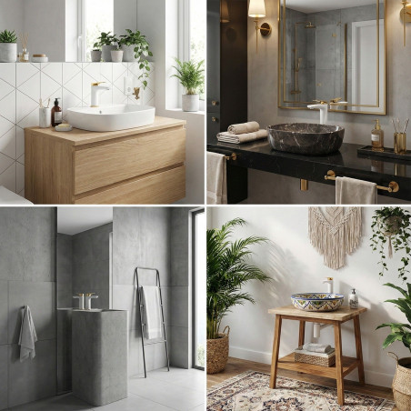 Bateria Umywalkowa Stojąca z Korkiem Biała/Złota Rubio