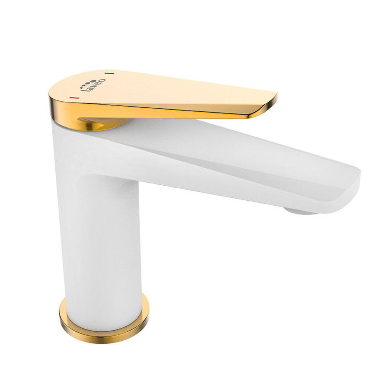 Bateria Umywalkowa Stojąca z Korkiem Biała/Złota Rubio