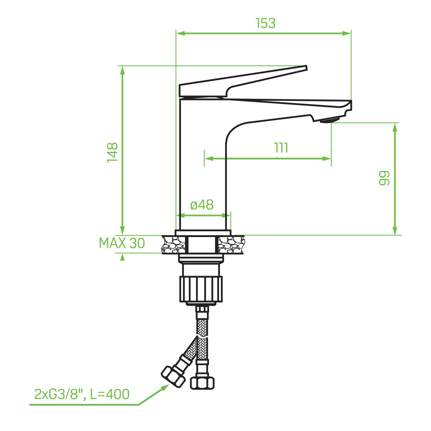 Bateria Umywalkowa Stojąca z Korkiem Biała/Złota Rubio