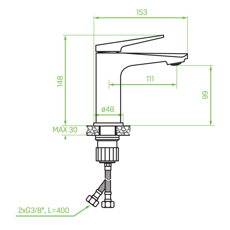 Bateria Umywalkowa Stojąca z Korkiem Biała/Złota Rubio