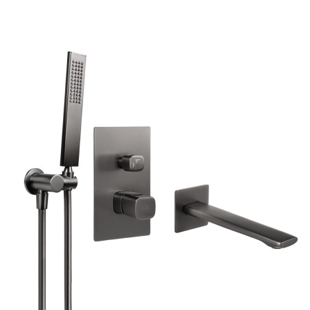 Bateria Wannowa Podtynkowa Z Zestawem Natryskowym Grafit Tores