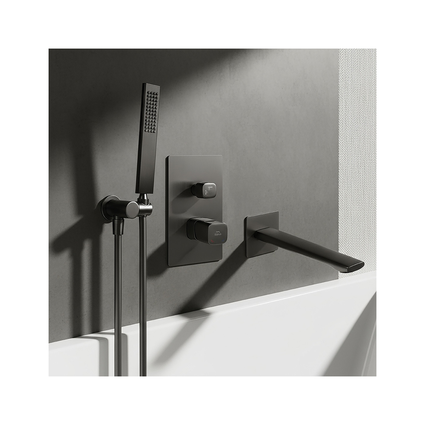 Bateria Wannowa Podtynkowa Z Zestawem Natryskowym Grafit Tores