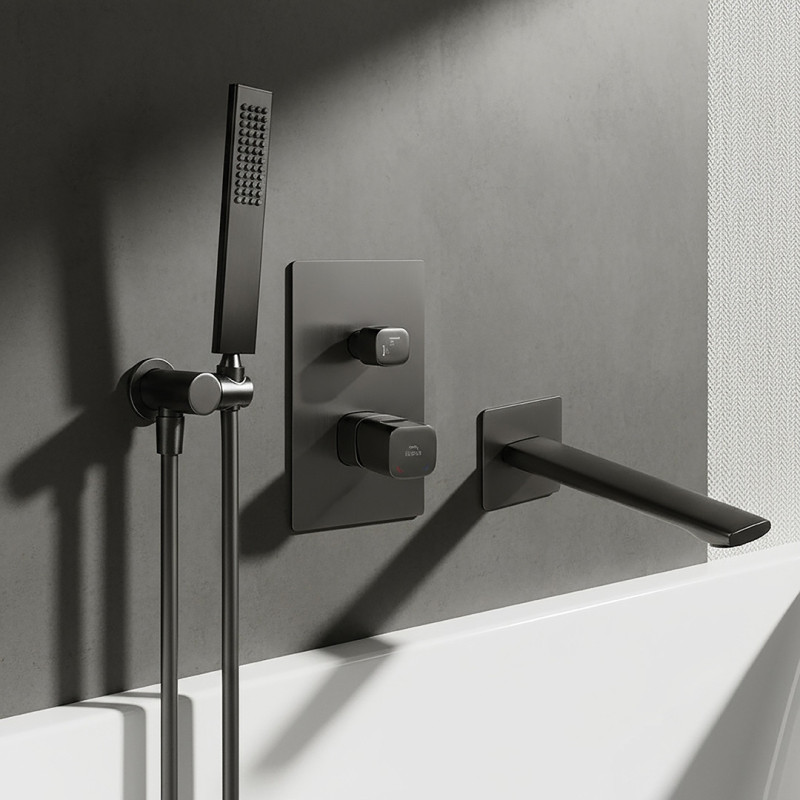 Bateria Wannowa Podtynkowa Z Zestawem Natryskowym Grafit Tores