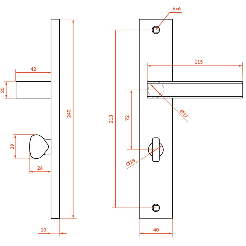 Klamka Na Szyldzie Długim WC Aster Satyna
