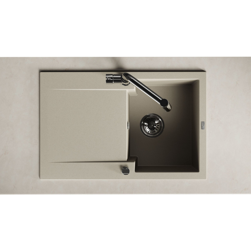 Zlewozmywak Granitowy Z Ociekaczem Chichi Beżowy 740x480 mm