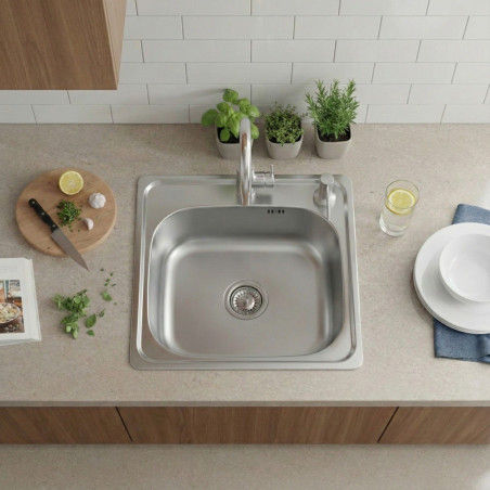 Zlewozmywak Stalowy 475x475 mm z Dozownikiem Prawym Zestaw Zlewozmywak Stalowy 475x475 mm z Dozownikiem Prawym Zestaw