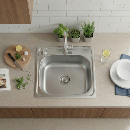 Zlewozmywak Stalowy 475x475 mm z Dozownikiem Lewym Zestaw Zlewozmywak Stalowy 475x475 mm z Dozownikiem Lewym Zestaw