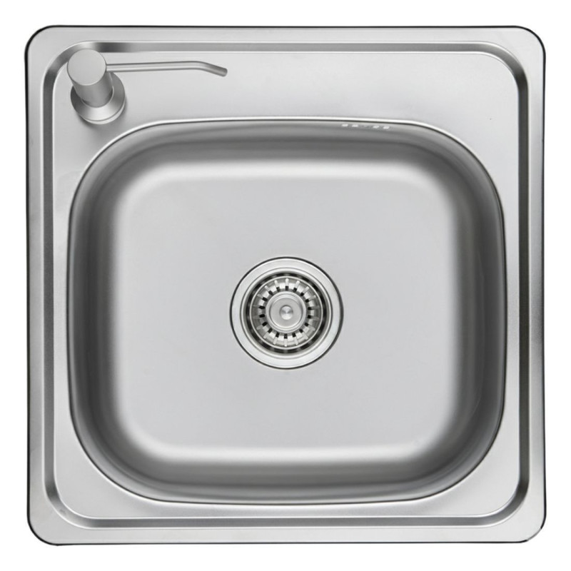 Zlewozmywak Stalowy 475x475 mm z Dozownikiem Lewym Zestaw