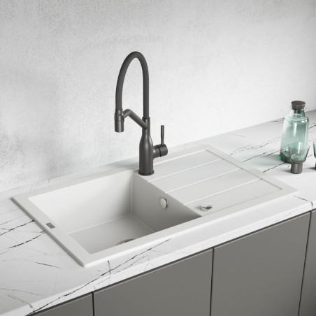 Zlewozmywak Jednokomorowy Granitowy Biały (Cloud Dancer) 79x48 Trzynastka