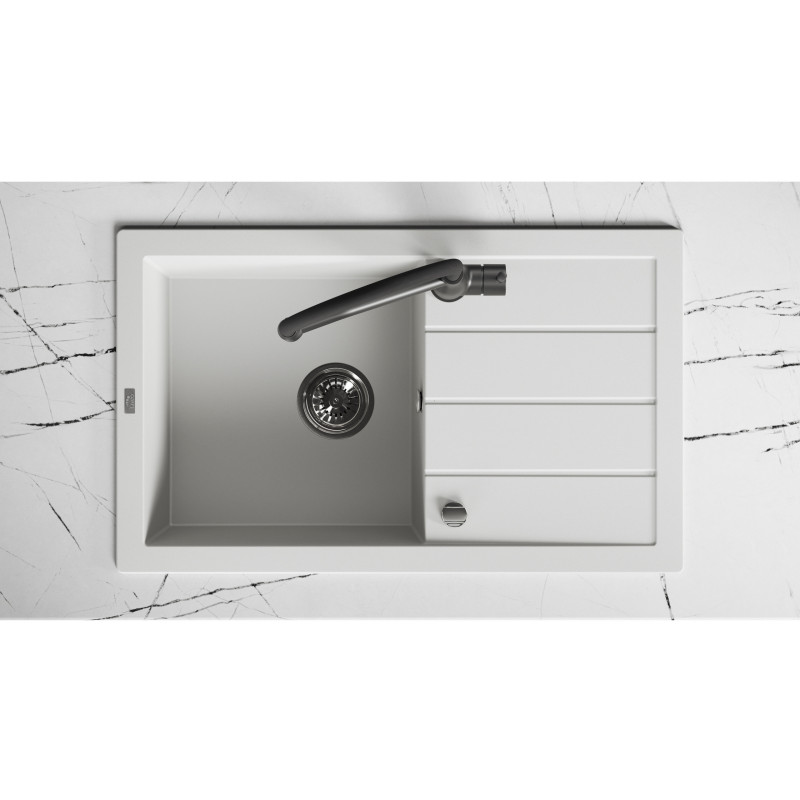 Zlewozmywak Jednokomorowy Granitowy Biały (Cloud Dancer) 79x48 Trzynastka