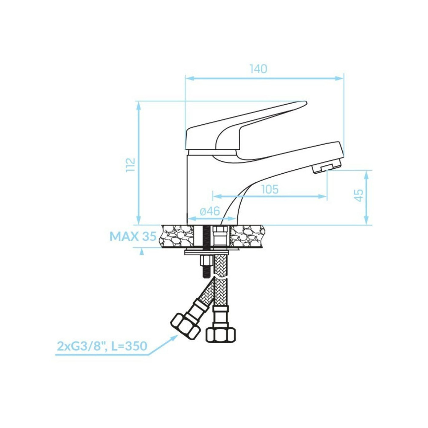 Bateria Umywalkowa Stojąca Oris Chrom