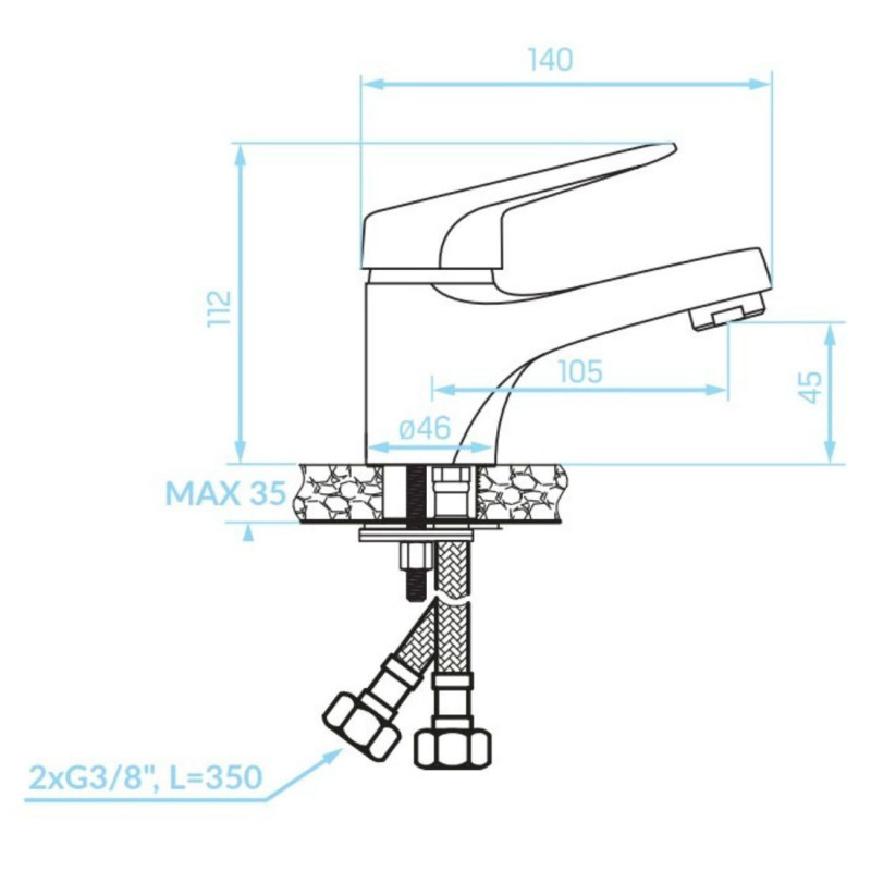 Bateria Umywalkowa Stojąca Oris Chrom