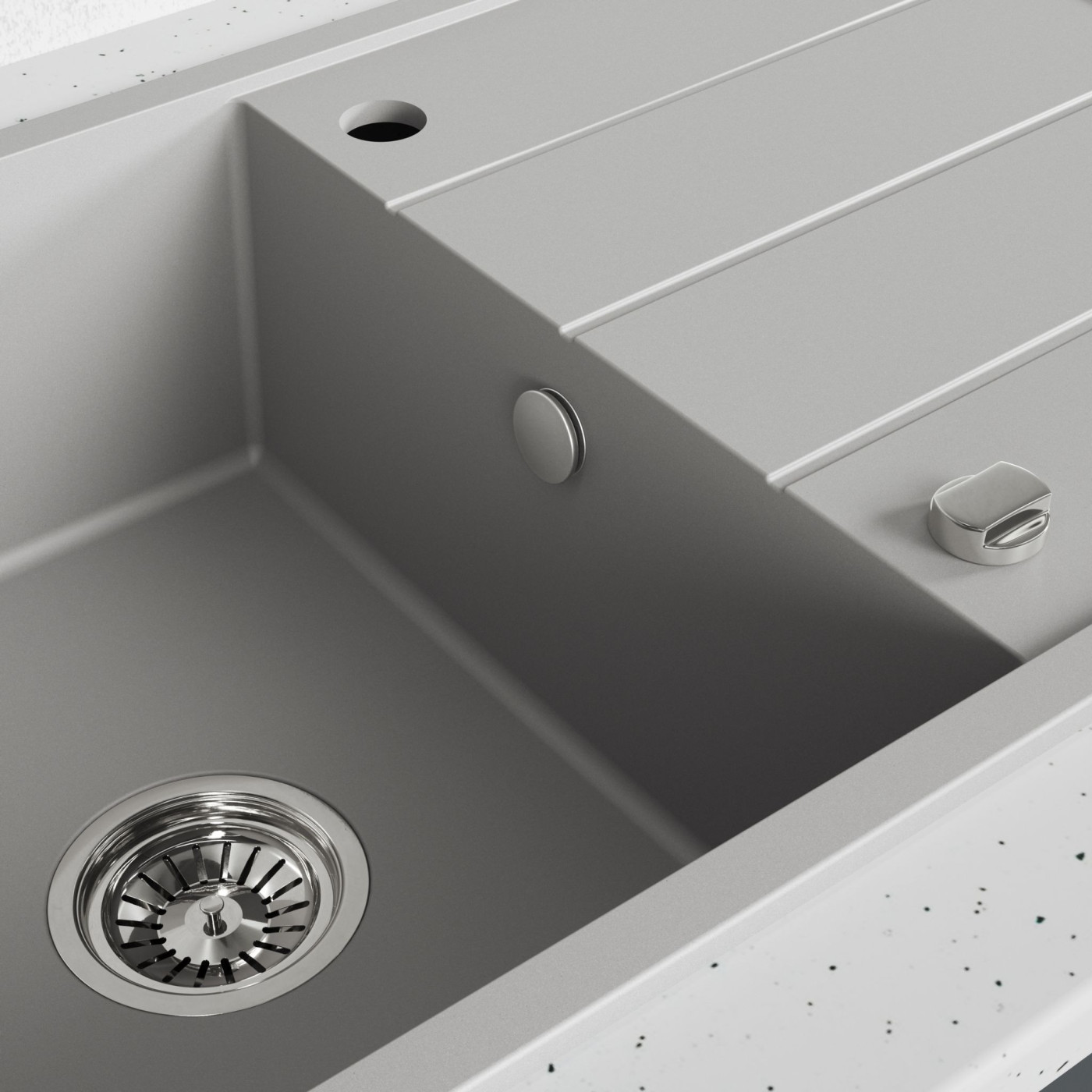 Zlewozmywak Jednokomorowy Granitowy Szary 780x480mm Wolin