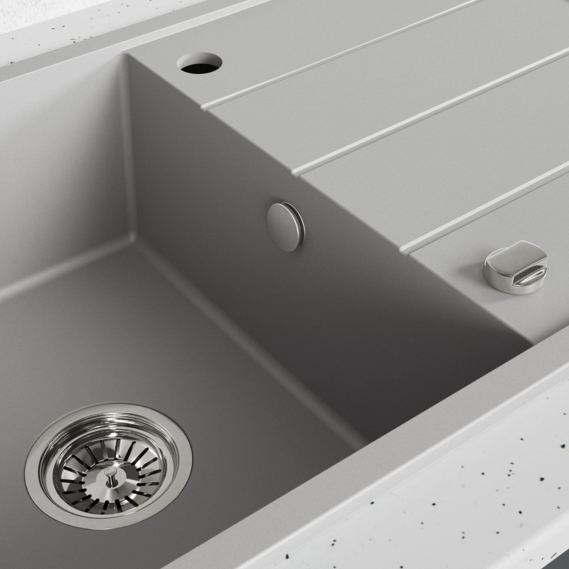 Zlewozmywak Jednokomorowy Granitowy Szary 780x480mm Wolin