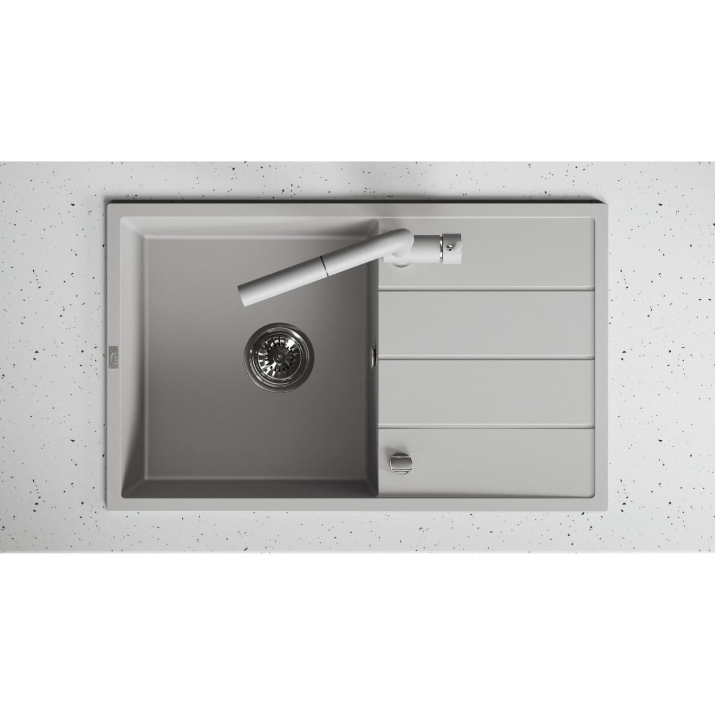 Zlewozmywak Jednokomorowy Granitowy Szary 780x480mm Wolin