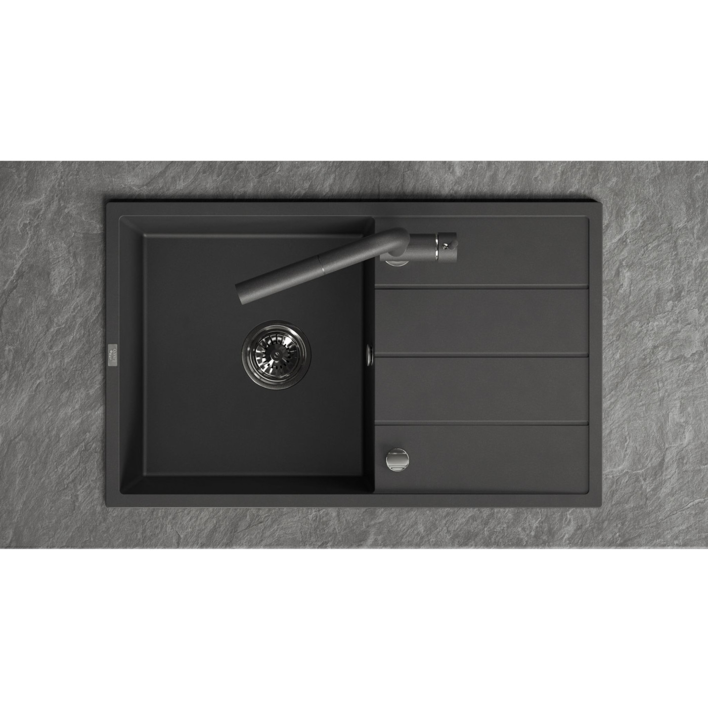 Zlewozmywak Jednokomorowy Granitowy Czarny 780x480mm Wolin Zlewozmywak Jednokomorowy Granitowy Czarny 780x480mm Wolin