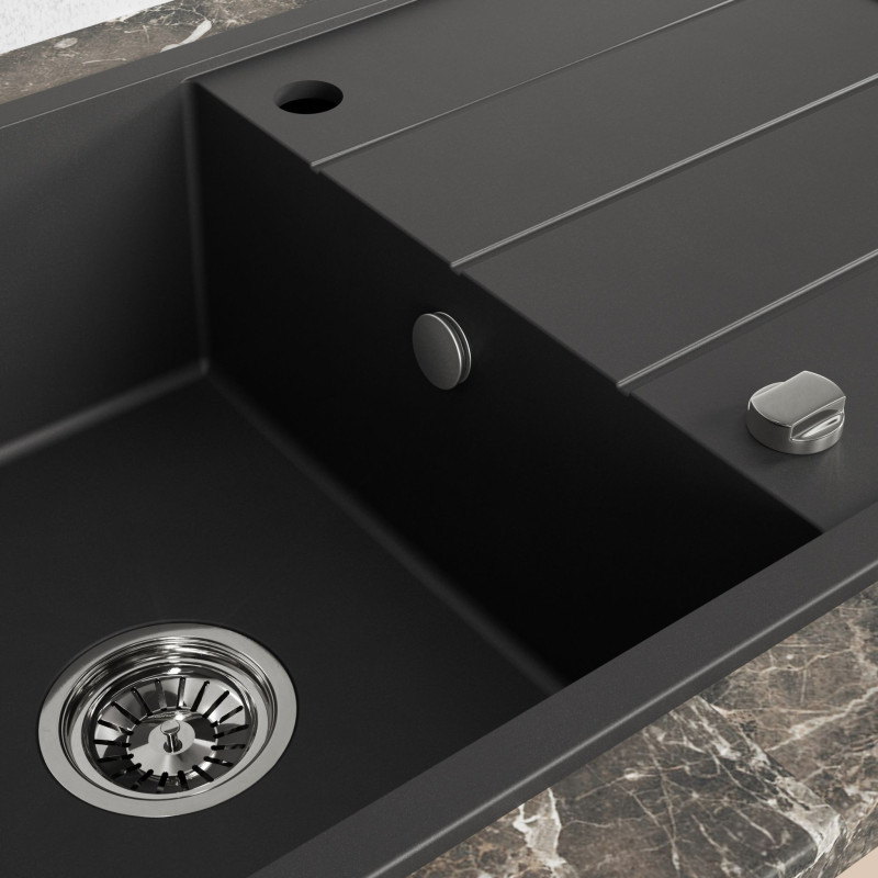 Zlewozmywak Jednokomorowy Granitowy Czarny 780x480mm Wolin Zlewozmywak Jednokomorowy Granitowy Czarny 780x480mm Wolin
