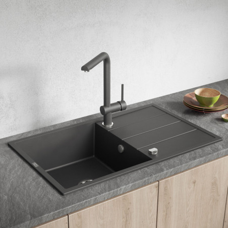 Zlewozmywak Jednokomorowy Granitowy Czarny 780x480mm Wolin