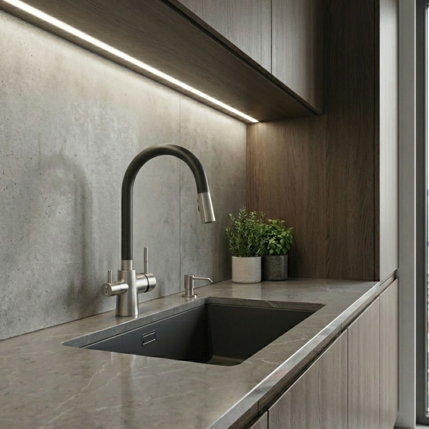 Bateria Filtrująca Wodę Z Elastyczną Wylewką + Filtr Mineralizujący Riveco Laveo