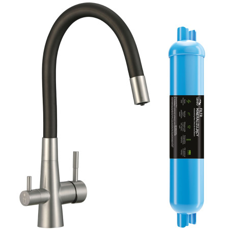 Bateria Filtrująca Wodę Z Elastyczną Wylewką + Filtr Mineralizujący Riveco Laveo