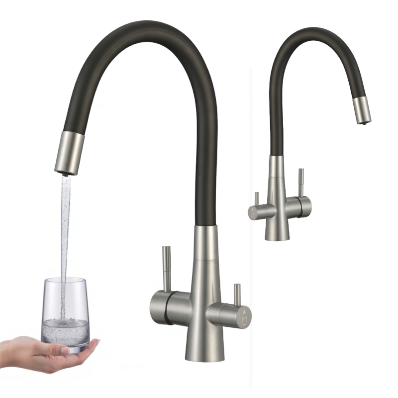 Bateria Filtrująca Wodę Z Elastyczną Wylewką + Filtr Zmiękczający Riveco Laveo Bateria Filtrująca Wodę Z Elastyczną Wylewką + Filtr Zmiękczający Riveco Laveo