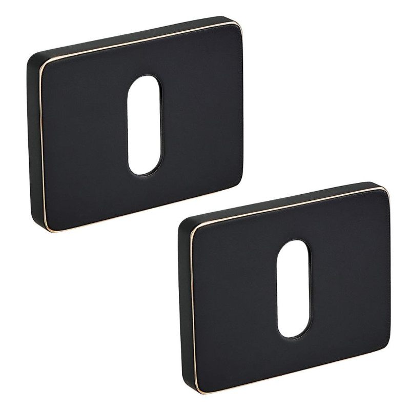 Szyld Drzwiowy Prostokątny Na Klucz Czarno-Złoty Rozeta Wewnętrzna